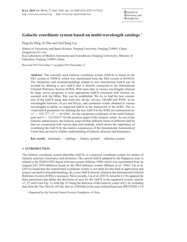 Galactic Coordinate System Based on Multi-Wavelength Catalogs ∗