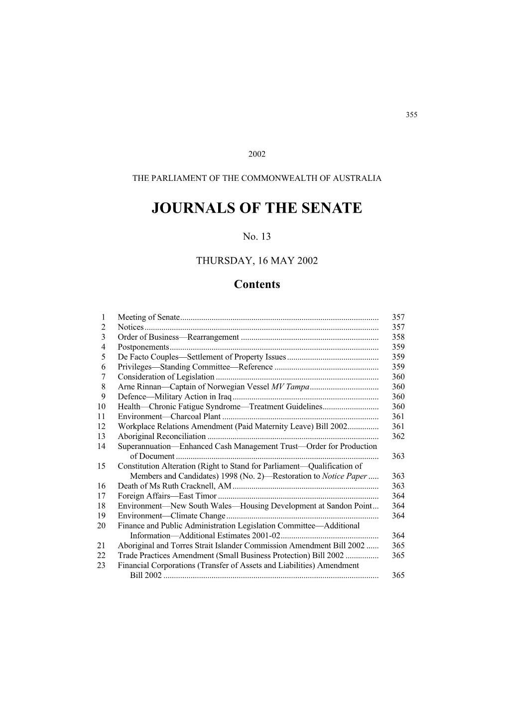 Journals of the Senate