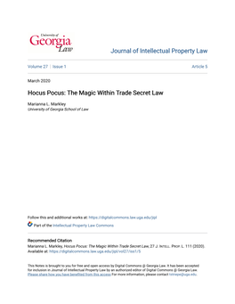 Hocus Pocus: the Magic Within Trade Secret Law