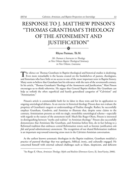Response to J. Matthew Pinson's