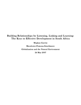 Keys to Effective Development in South Africa