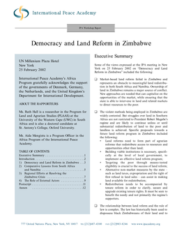 Democracy and Land Reform in Zimbabwe