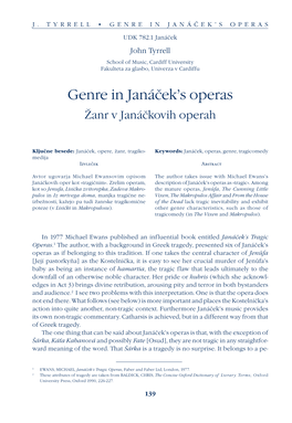Genre in Janáček's Operas