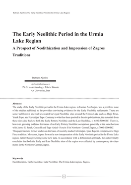 The Early Neolithic Period in the Urmia Lake Region