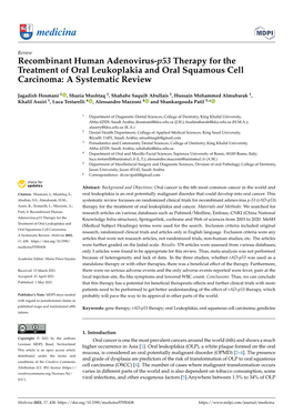 Recombinant Human Adenovirus-P53 Therapy for the Treatment of Oral Leukoplakia and Oral Squamous Cell Carcinoma: a Systematic Review