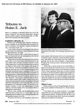 Tributes to Hulan E. Jack
