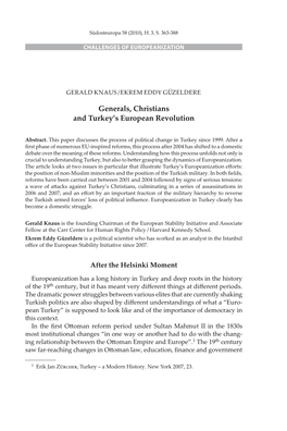 Generals, Christians and Turkey's European Revolution