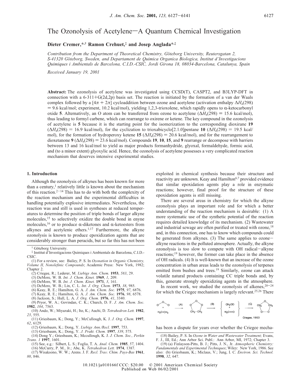 The Ozonolysis of Acetylenesa Quantum Chemical Investigation