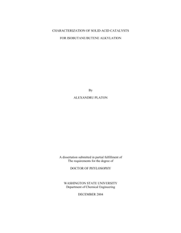 Characterization of Solid Acid Catalysts