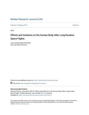 Effects and Solutions on the Human Body After Long-Duration Space Flights