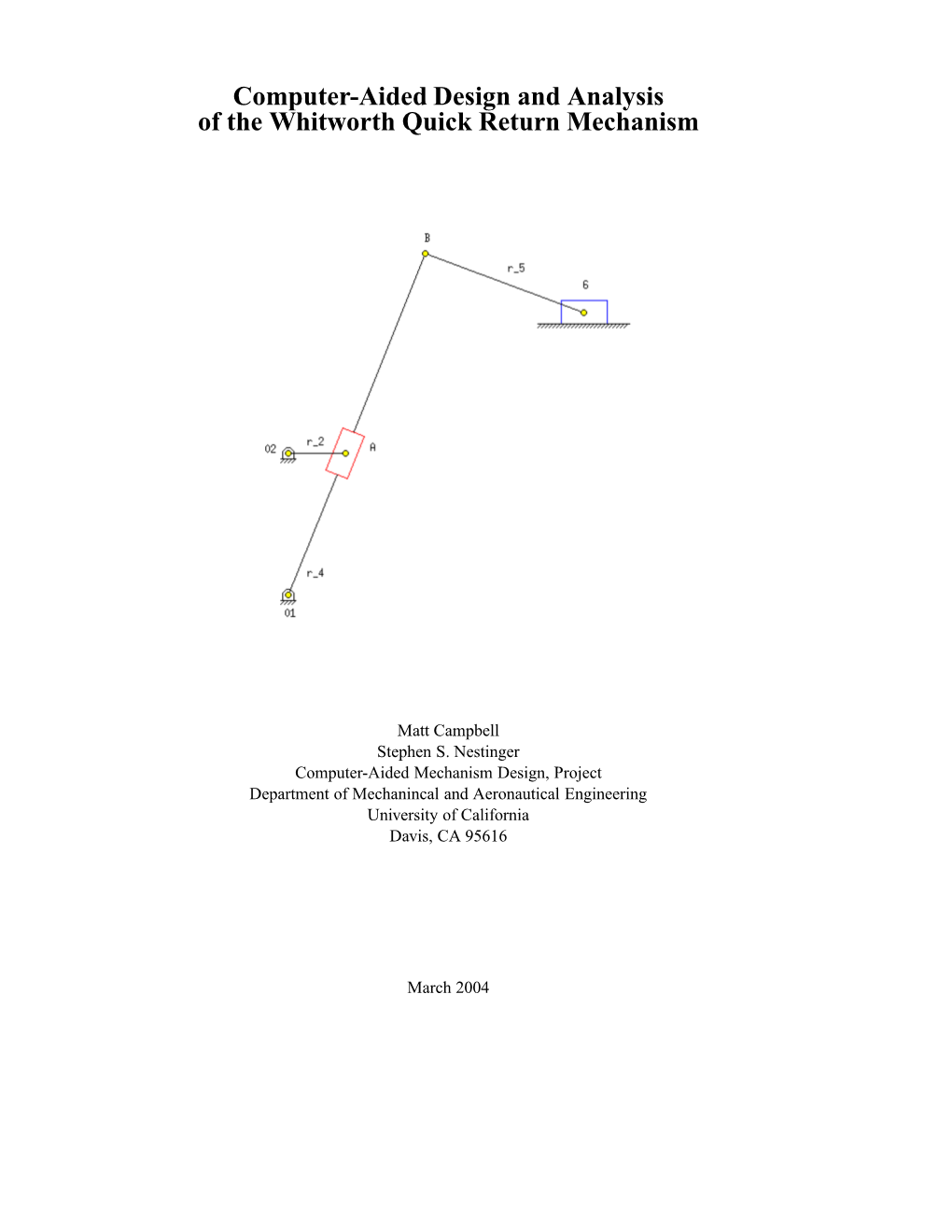 CAD and Analysis of the Whitworth Quick Return Mechanism