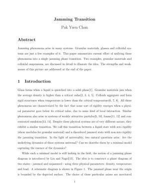 Jamming Transition Pak Yuen Chan Abstract 1 Introduction