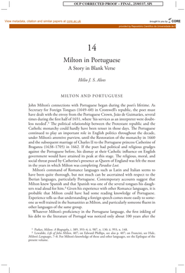 Milton in Portuguese a Story in Blank Verse