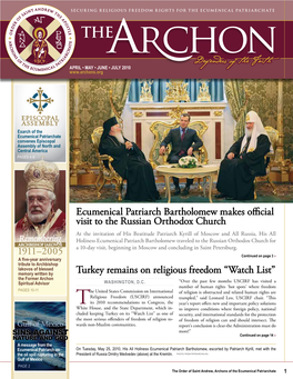 Turkey Remains on Religious Freedom “Watch List” Ecumenical Patriarch