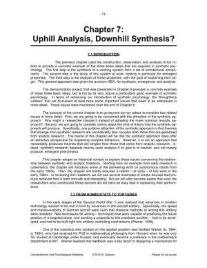 Chapter 7: Uphill Analysis, Downhill Synthesis?