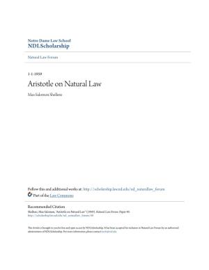 Aristotle on Natural Law Max Salomon Shellens