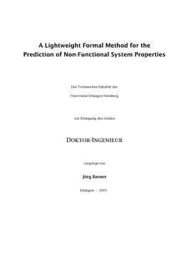 A Lightweight Formal Method for the Prediction of Non-Functional System Properties