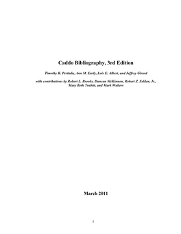 Caddo Bibliography 2010, 3Rd Edition