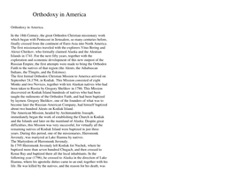 Orthodoxy in America