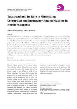 Tasawwuf and Its Role in Minimizing Corruption and Insurgency Among Muslims in Northern Nigeria