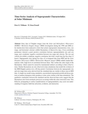 Time-Series Analysis of Supergranule Characteristics at Solar Minimum