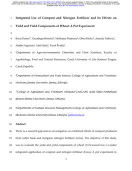 Integrated Use of Compost and Nitrogen Fertilizer and Its Effects on Yield and Yield Components of Wheat