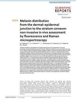 Melanin Distribution from the Dermal–Epidermal Junction to the Stratum Corneum: Non‑Invasive in Vivo Assessment by Fuorescence and Raman Microspectroscopy B