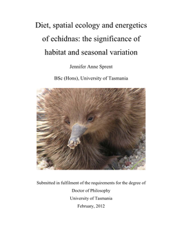 Diet, Spatial Ecology and Energetics of Echidnas: the Significance of Habitat and Seasonal Variation