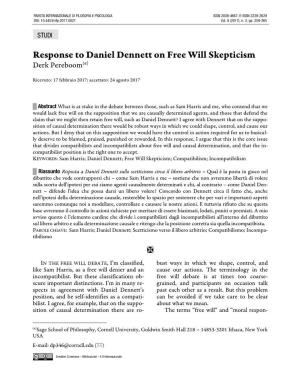 Response to Daniel Dennett on Free Will Skepticism Derk Pereboom(Α)