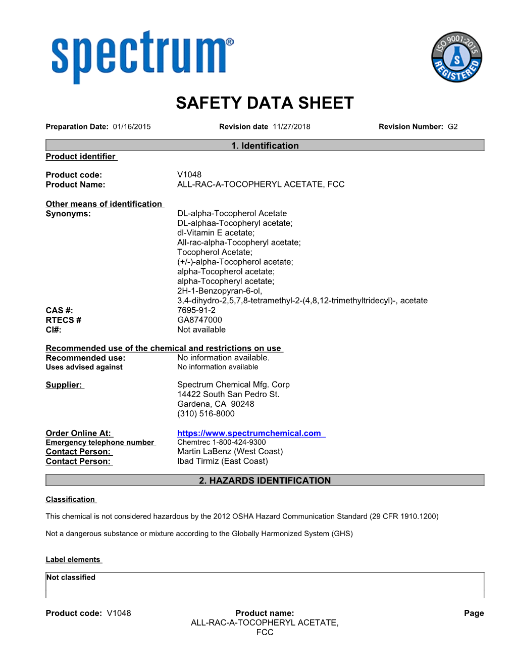 Safety Data Sheet