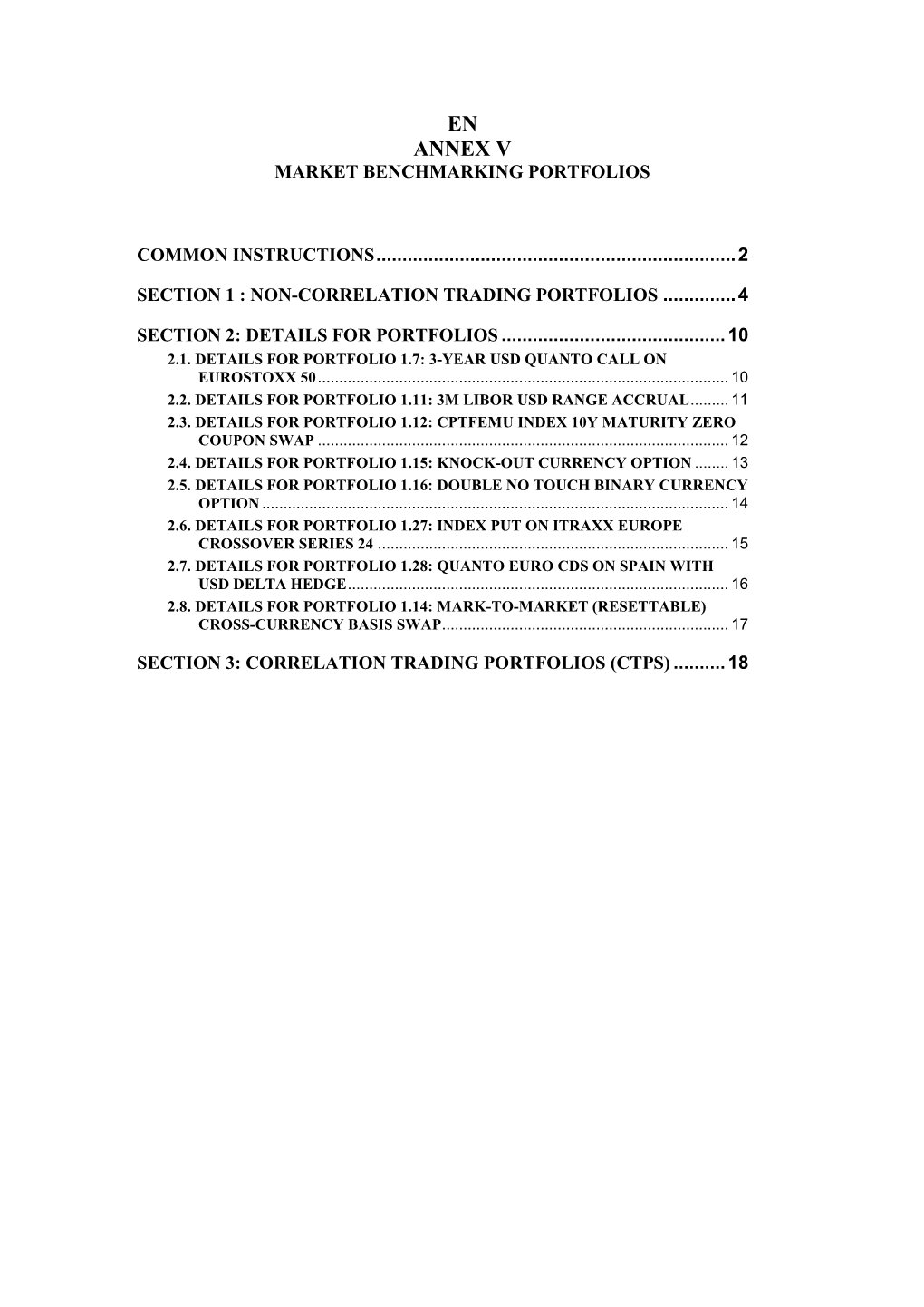 En Annex V Market Benchmarking Portfolios