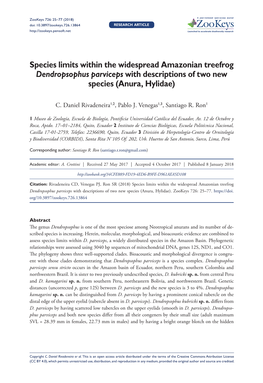 Species Limits Within the Widespread Amazonian Treefrog Dendropsophus Parviceps with Descriptions of Two New Species (Anura, Hylidae)