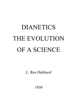 Dianetics the Evolution of a Science