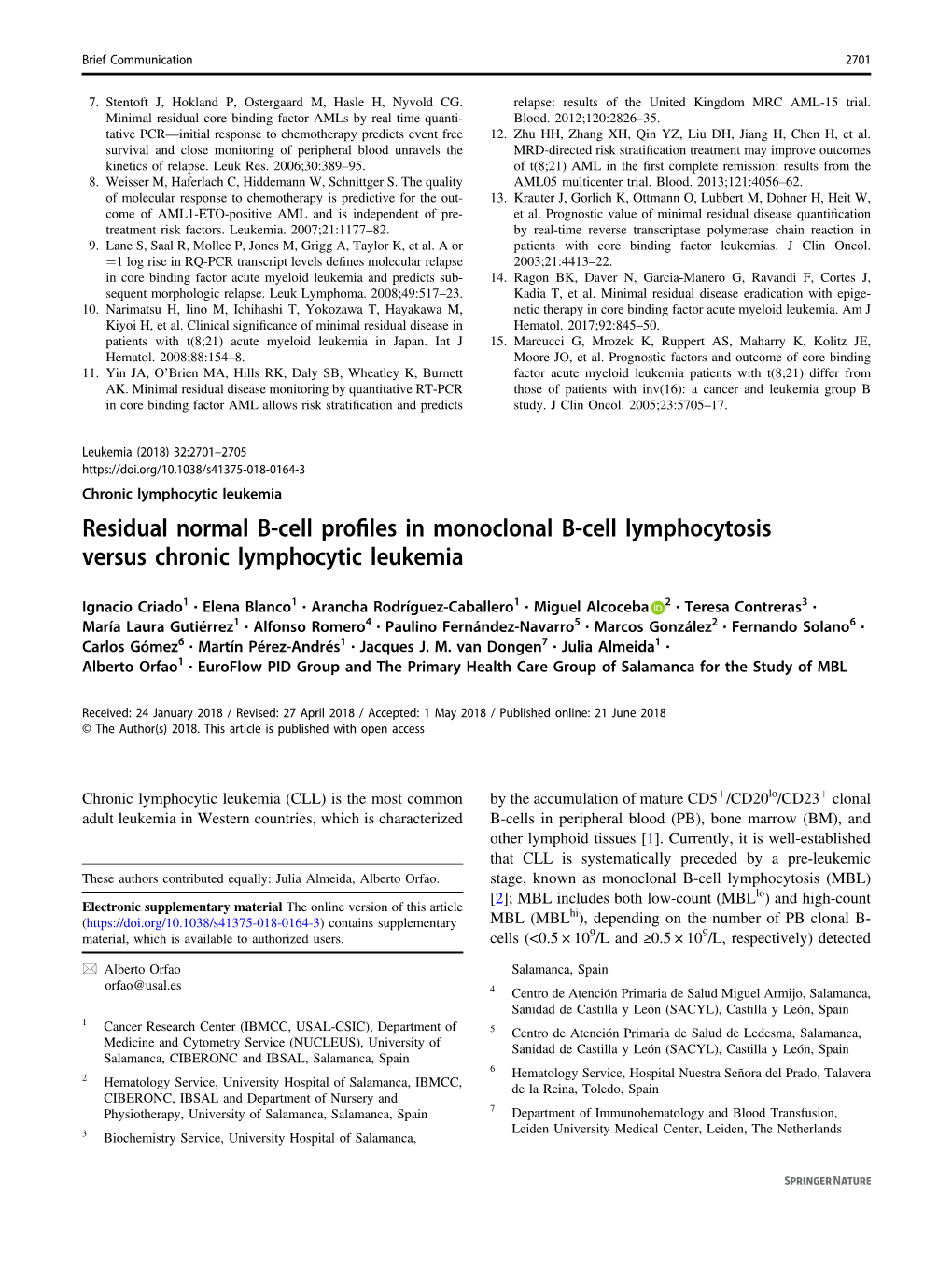 Residual Normal B-Cell Proiles in Monoclonal B-Cell Lymphocytosis