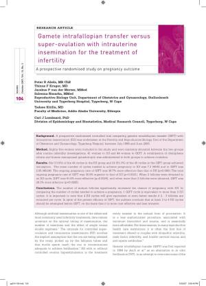 Gamete Intrafallopian Transfer Versus Super-Ovulation with Intrauterine
