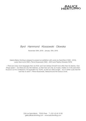 Byrd Hammond Klossowski Olowska