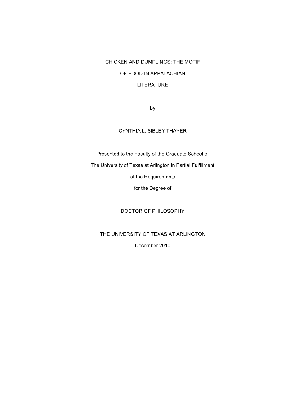 University of Texas at Arlington Dissertation Template