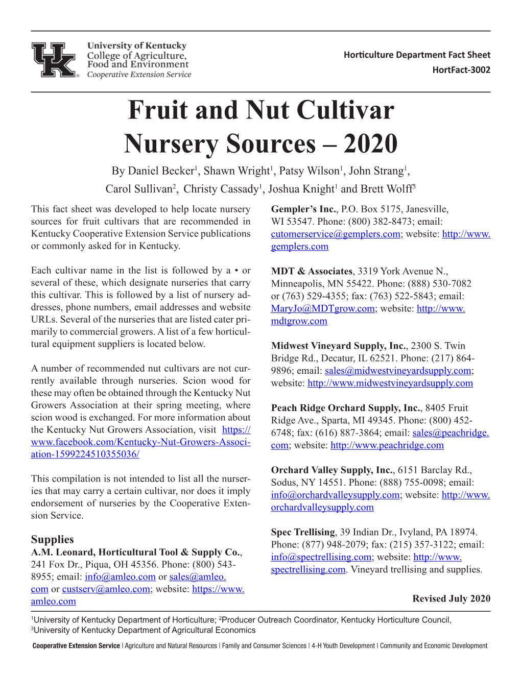 Fruit and Nut Cultivar Nursery Sources – 2020