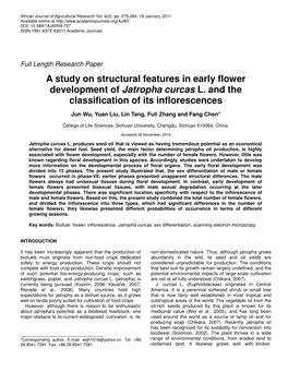 A Study on Structural Features in Early Flower Development of Jatropha Curcas L