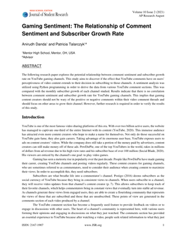 The Relationship of Comment Sentiment and Subscriber Growth Rate