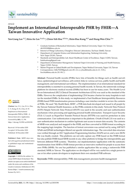 Implement an International Interoperable PHR by FHIR—A Taiwan Innovative Application