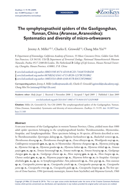 The Symphytognathoid Spiders of the Gaoligongshan, Yunnan, China (Araneae, Araneoidea): Systematics and Diversity of Micro-Orbweavers