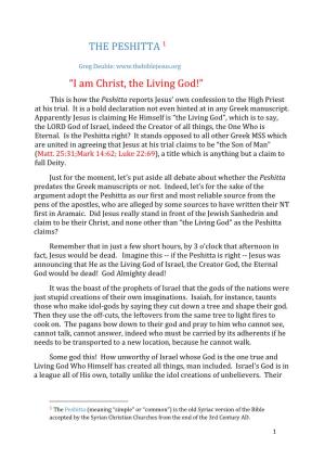 THE PESHITTA 1 “I Am Christ, the Living God!”