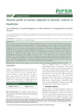 Personal Profile of Women Subjected to Domestic Violence in Kazakhstan