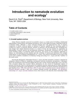 Introduction to Nematode Evolution and Ecology* David H.A