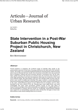 State Intervention in a Post-War Suburban Public Housing Project in Chr