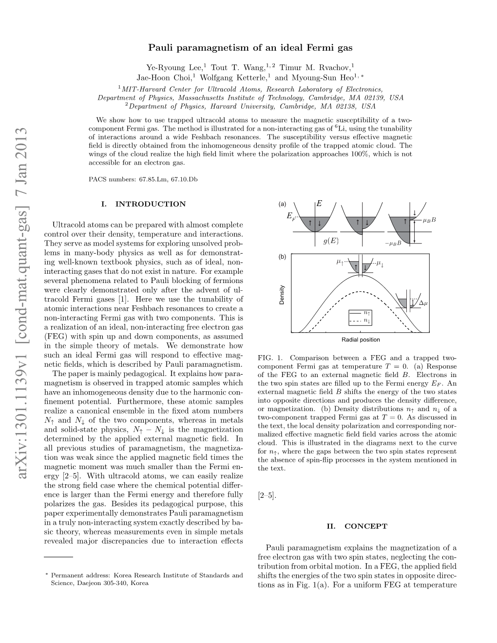 Arxiv:1301.1139V1 [Cond-Mat.Quant-Gas]