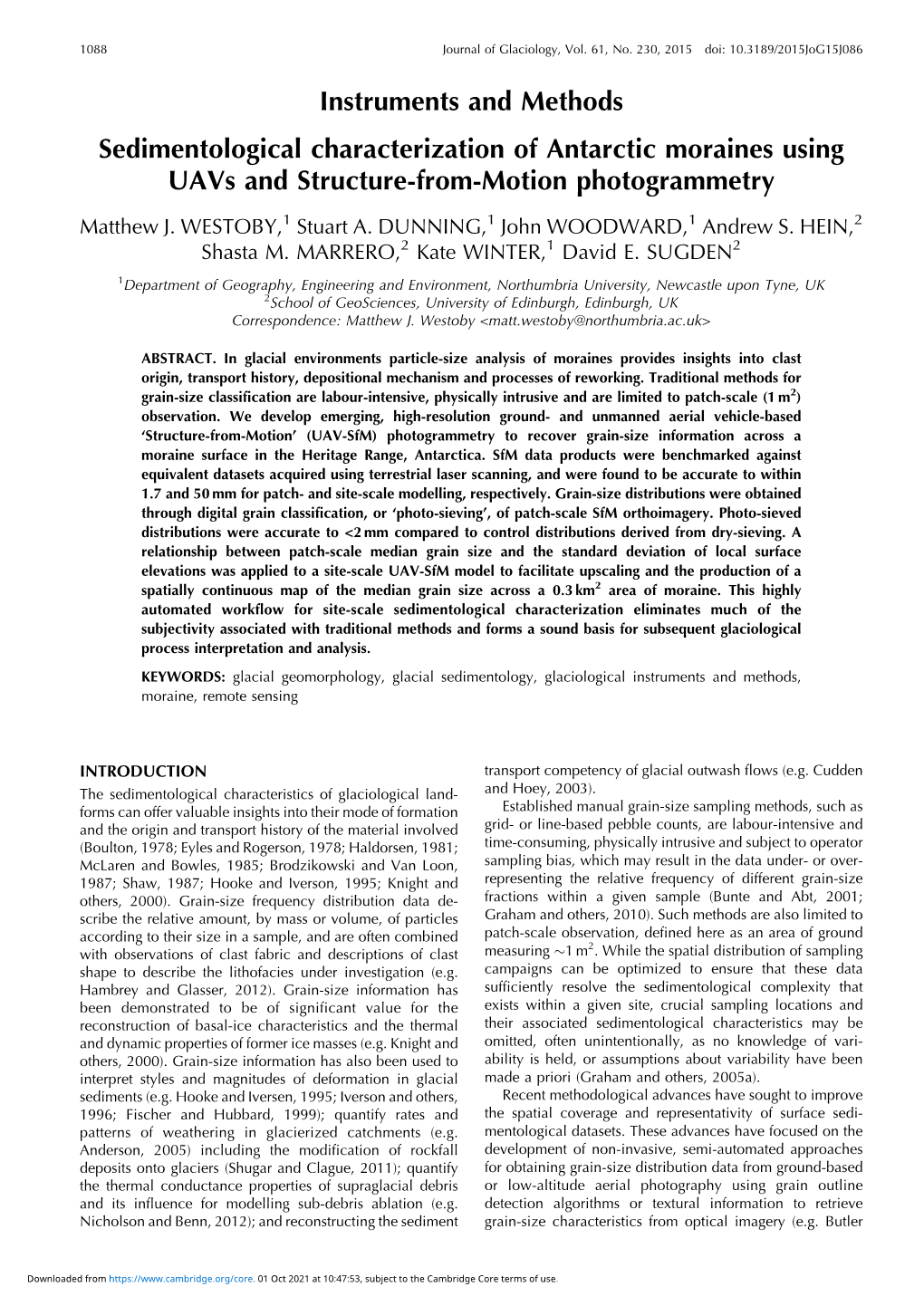 Sedimentological Characterization of Antarctic Moraines Using Uavs and Structure-From-Motion Photogrammetry