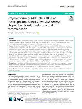 Polymorphism of MHC Class IIB in an Acheilognathid Species, Rhodeus