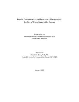 Freight Transportation and Emergency Management: Profiles of Three Stakeholder Groups